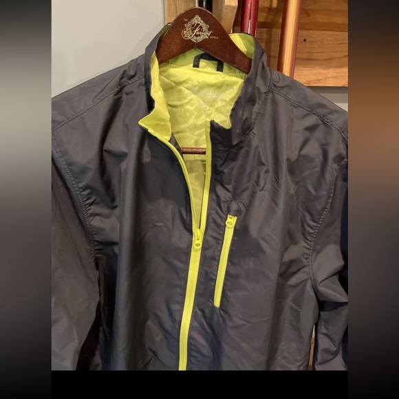 Etnies Zip up Windbreaker MINETT Jacket Gray Neon Yellow Pockets Skateboard mens - Picture 6 of 13